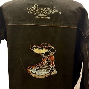 Vintage paco sport hip hop jacket baggy denim street wear unisex black